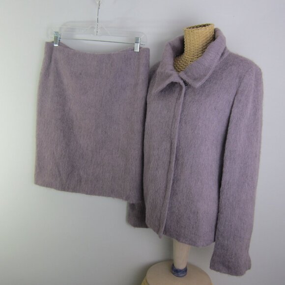 Talbots Women 8  Lavender Purple Alpaca Mohair Wool Two Piece Skirt Blazer Suit - Picture 6 of 14